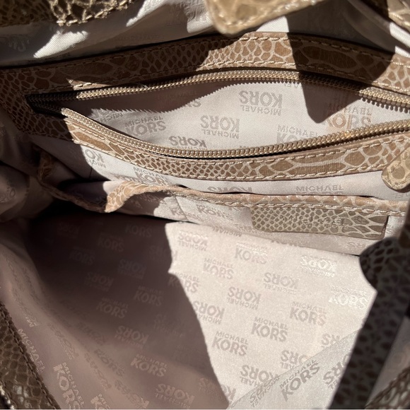 Michael Kors Tan Python Leather Double Handle Bag EUC - Picture 4 of 14